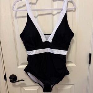Black and White Women's One Piece Swimsuit